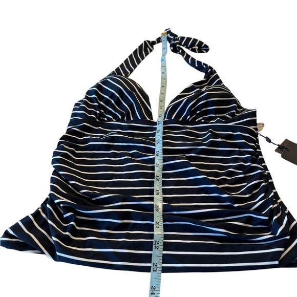 Tommy Hilfiger Navy White Striped Halter UPF Tankini Top Size Small NEW Sailor - Picture 4 of 14